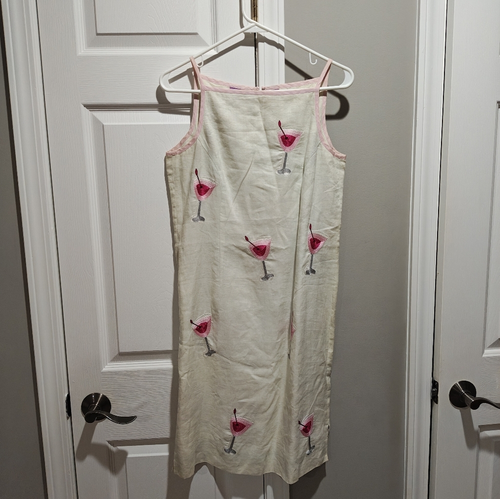Cream Pink Slip Dress Spaghetti Strap Casual